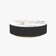 preview thumbnail 4 of 31, Modern Drum Coffee Table with Oak Veneer, Sintered Stone Coffee Table with 2 Solid Wood Drawers, Fully Assembled, White