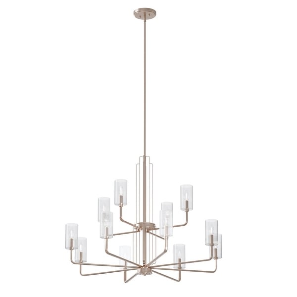 Kichler Kimrose 12 Light Chandelier with Clear Fluted Glass in Polished