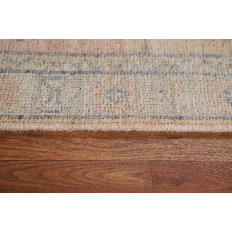 Vegetable Dye Oushak Oriental Runner Rug Handmade Wool Carpet - 3'0"x 9'7"