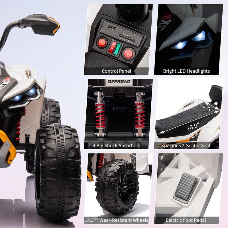 24V Ride on ATV for Kids, 2 Seater Electric Quad Car