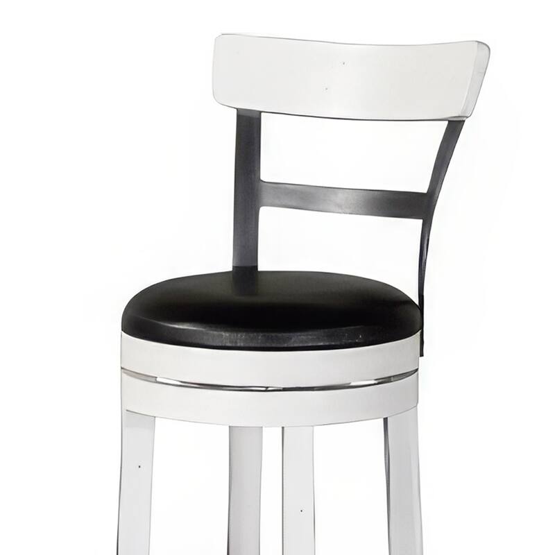 Orso Swivel Barstool Chair Set of 2, Black Faux Leather, White, Black