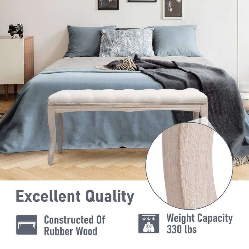 Pellebant Modern Upholstered Button-tufted Bench Ottoman - 43.3" W x 15 " D x 18.90 " H