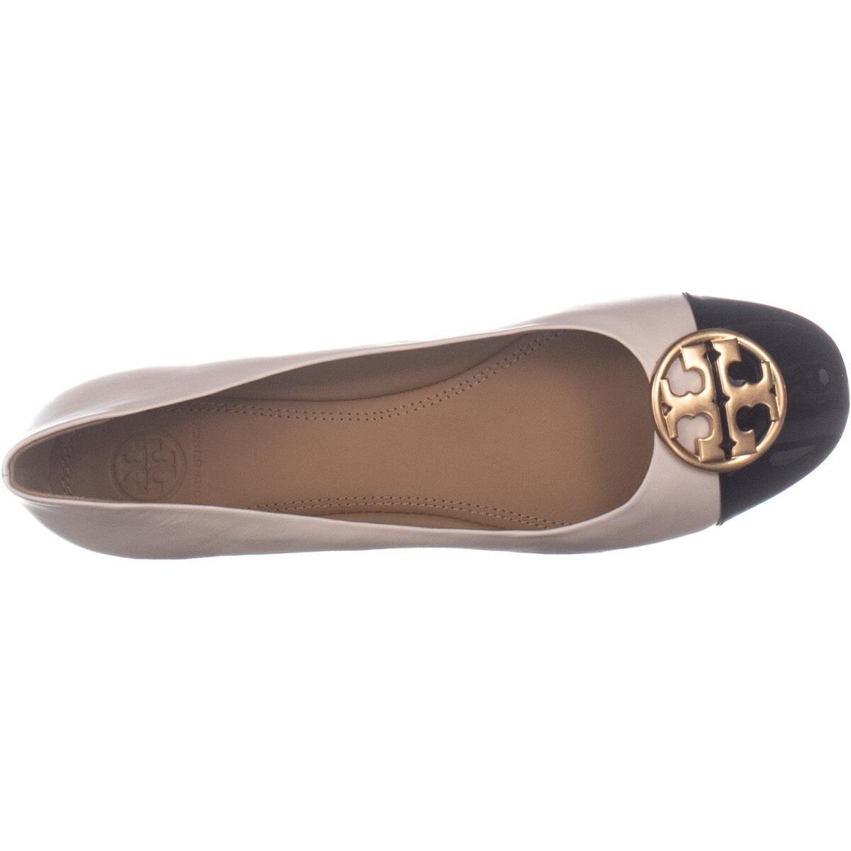 cream and black flats