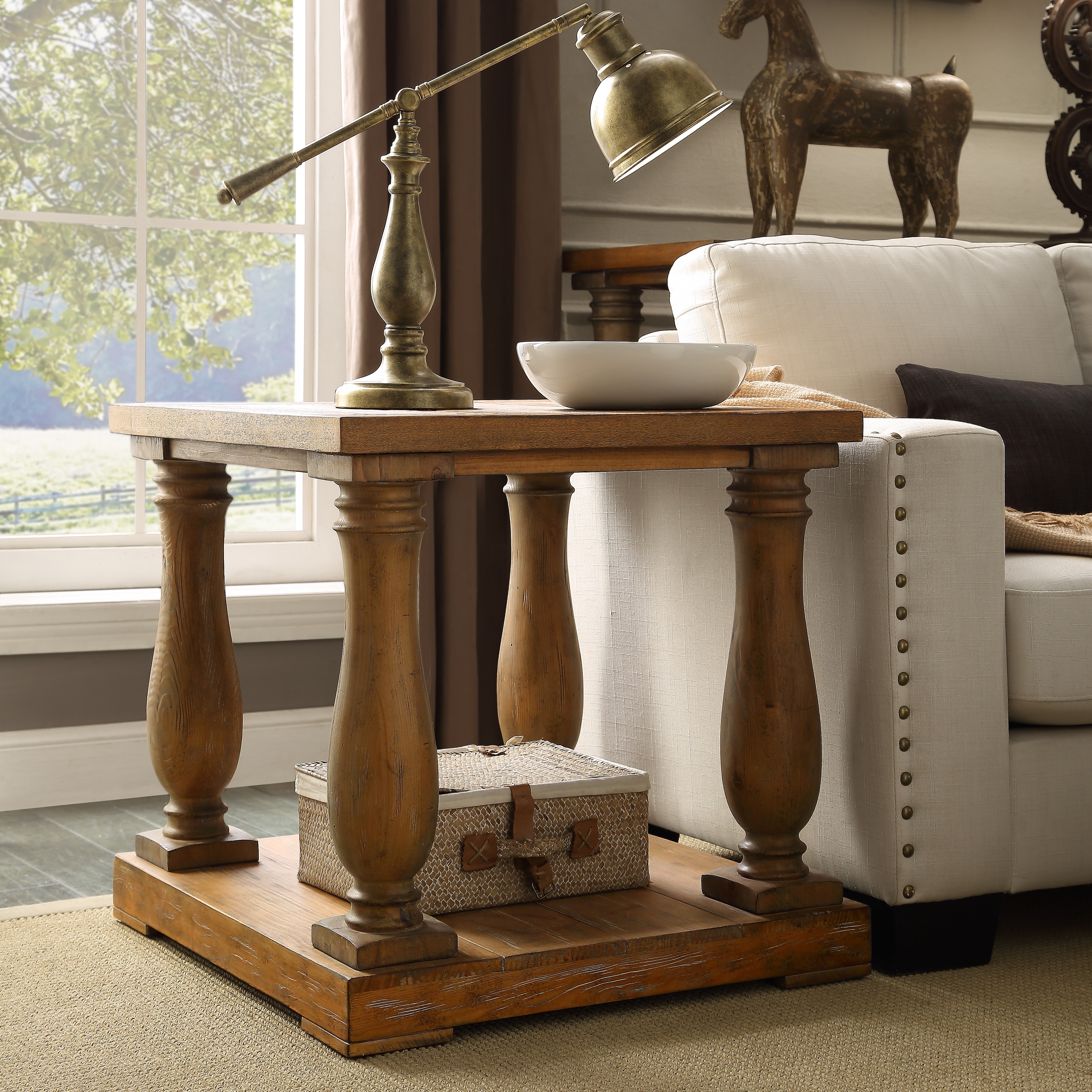 iNSPIRE Q Artisan Edmaire Rustic Baluster End Table