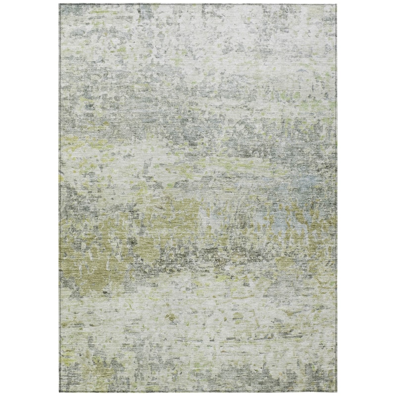 Machine Washable Indoor/ Outdoor Abstract Contemporary Chantille Rug