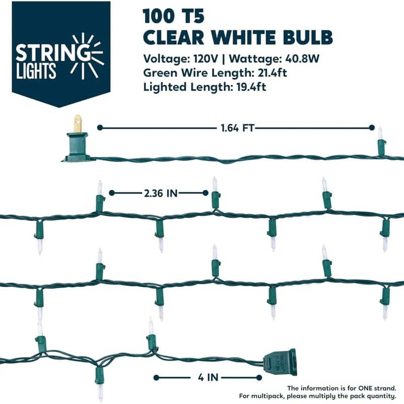 100-Count Clear White Christmas Light Set