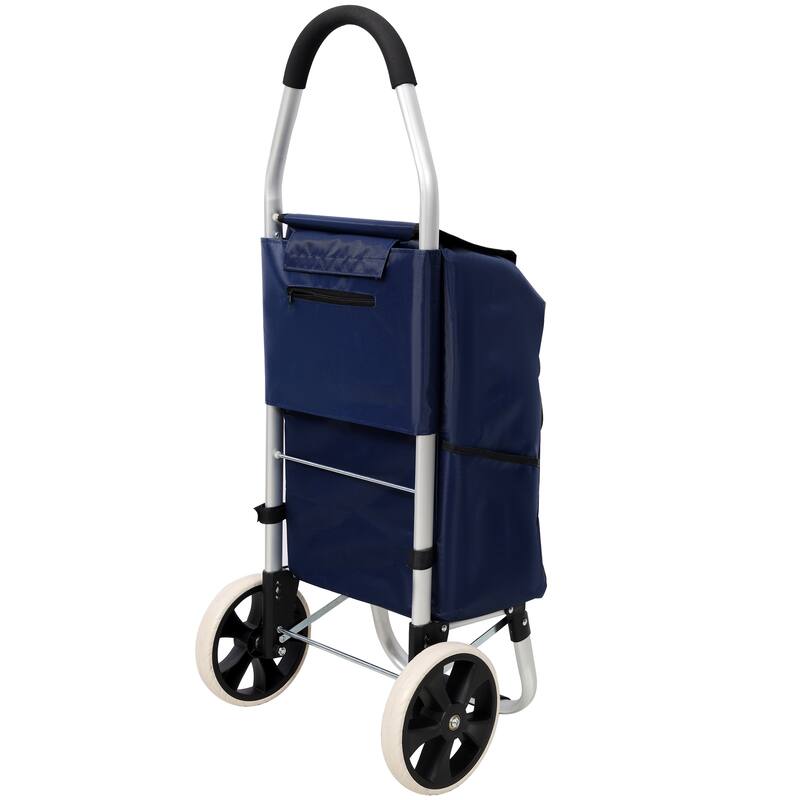 Shopping Trolley with Wheels, Trolley Black Foldable Shopping Cart, Removable Shopping Oxford Waterproof Bag