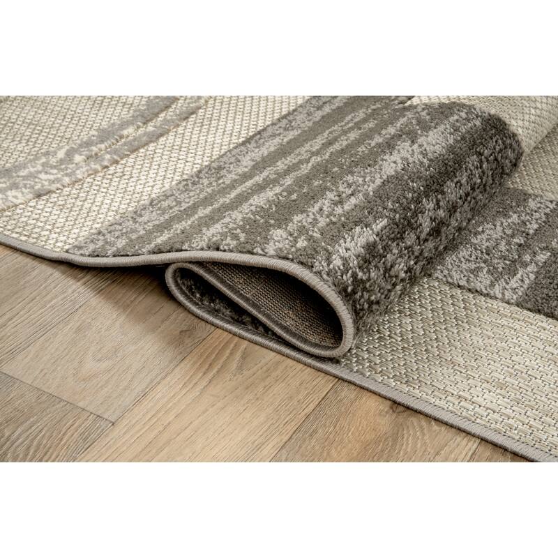 World Rug Gallery Modern Boxes Abstract Indoor/Outdoor Area Rug