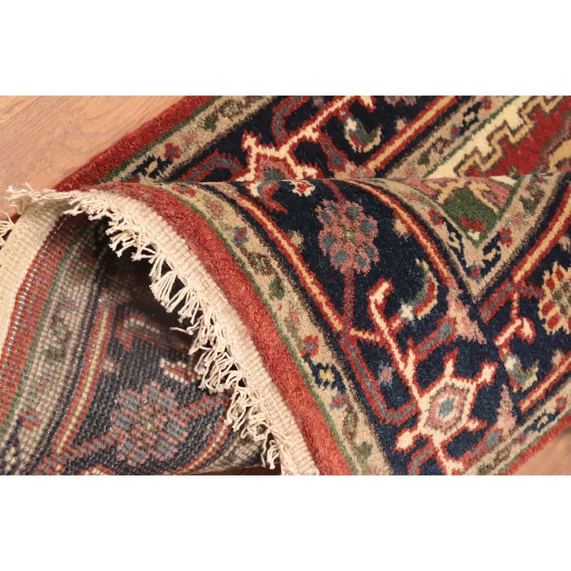 Hand Knotted Oriental 100% Wool Carpet Traditional Medallion Oranges & Rust Heriz (serapi) Area Rug - 5' 4'' X 2' 9''