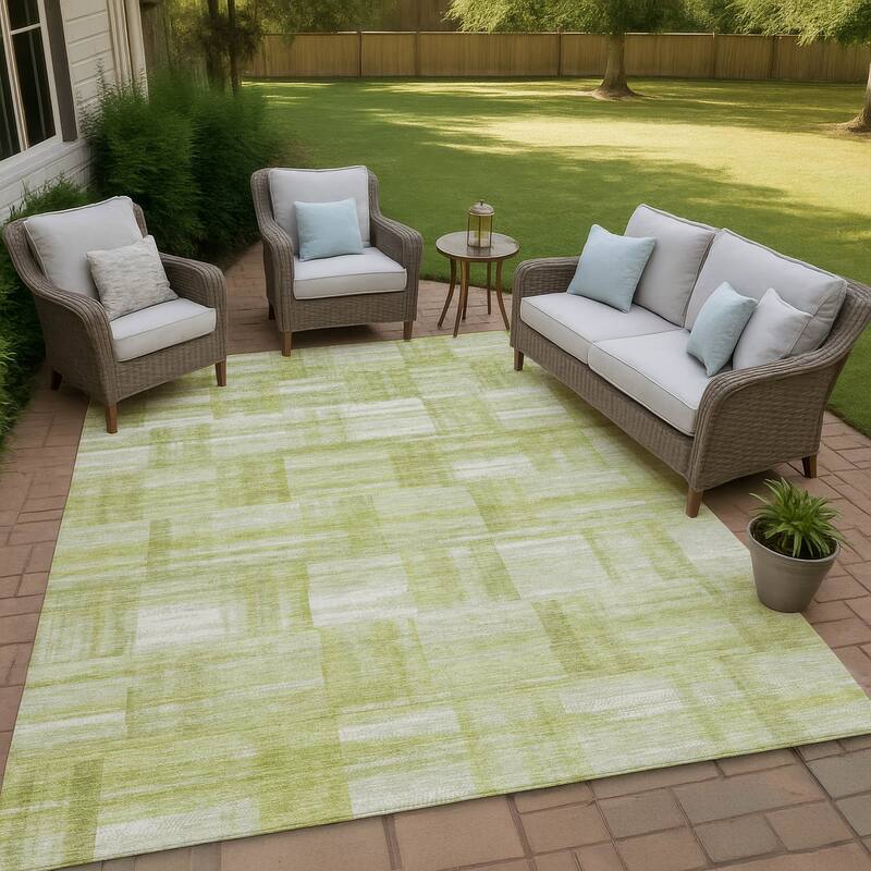Machine Washable Indoor/ Outdoor Solid Hatches Chantille Rug - Aloe - 2'6" x 3'10"