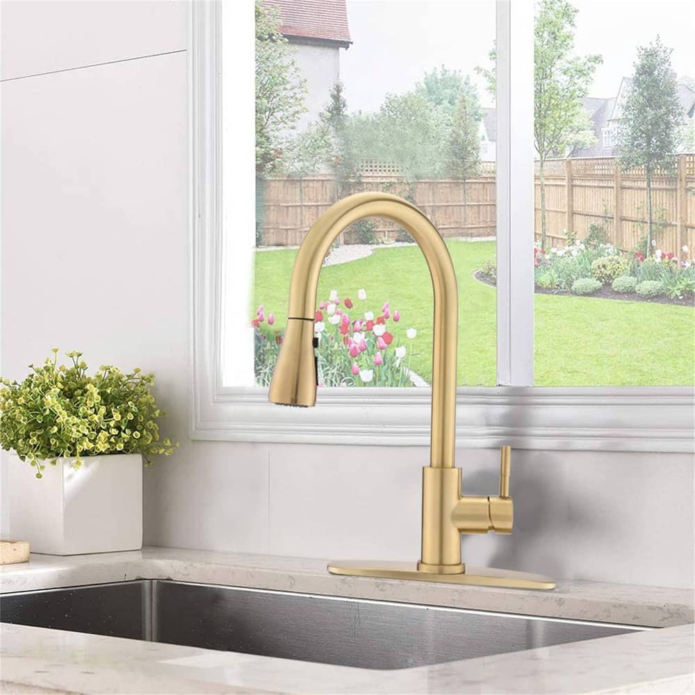Pull Down Kitchen Sink Faucet Single Handle Kitchen Faucet WIth Sprayer Stainless Steel One Hole Modern Basin Laundry Taps
