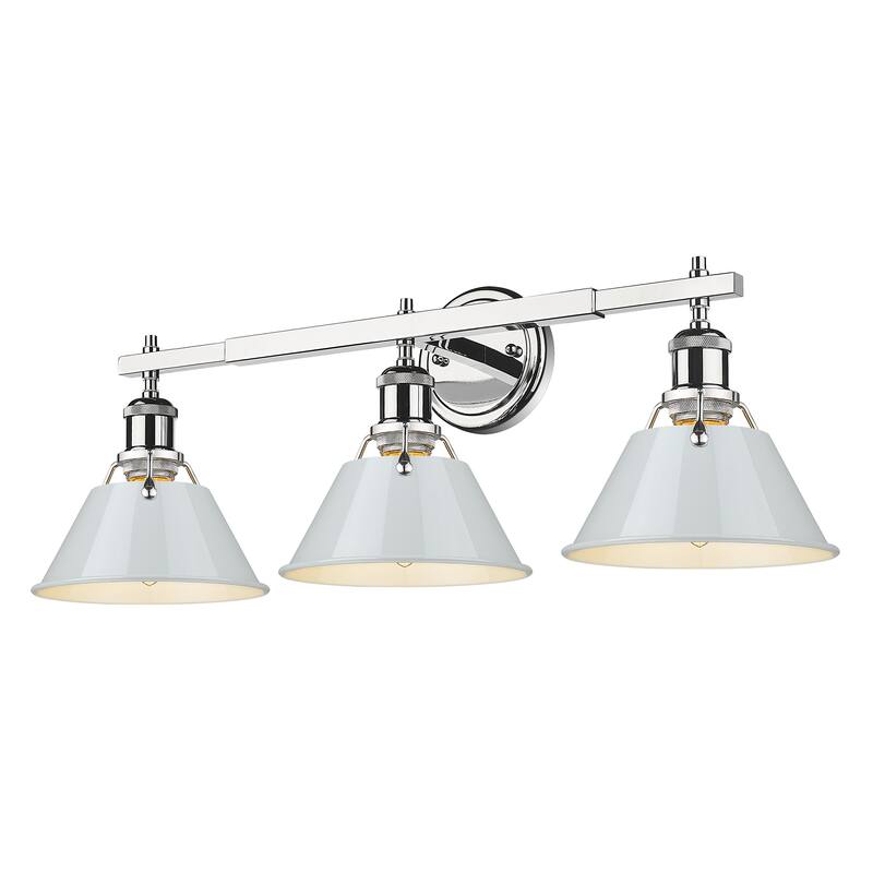 Orwell 3-Light Vanity Light in Chrome with Dusky Blue - Silver