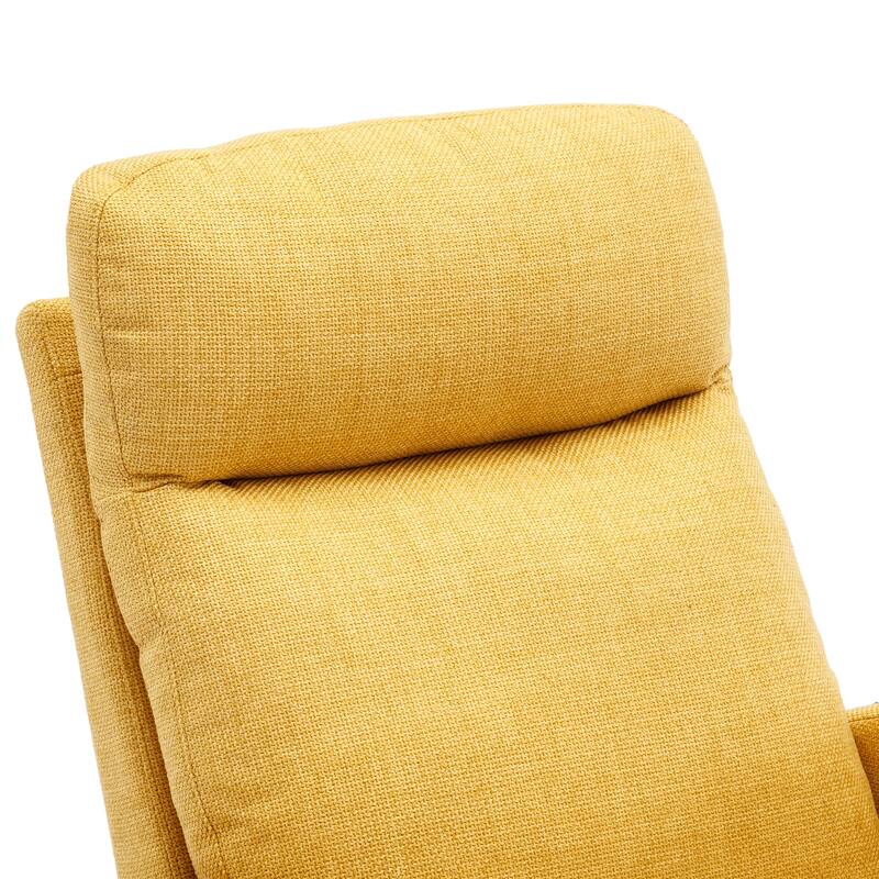 Linen High-Back Rocking Chair with Recliner Function, Side Pocket, and Solid Wood Legs
