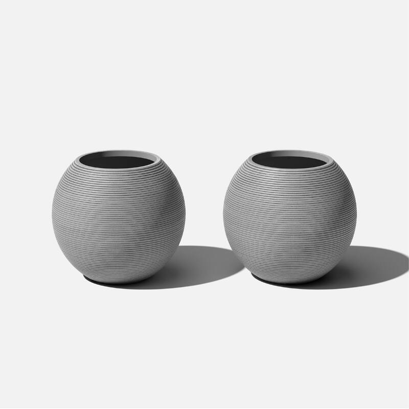 Veradek Strata Series Sphere 18'' Planter - 18 inch - 2 Pack - Grey