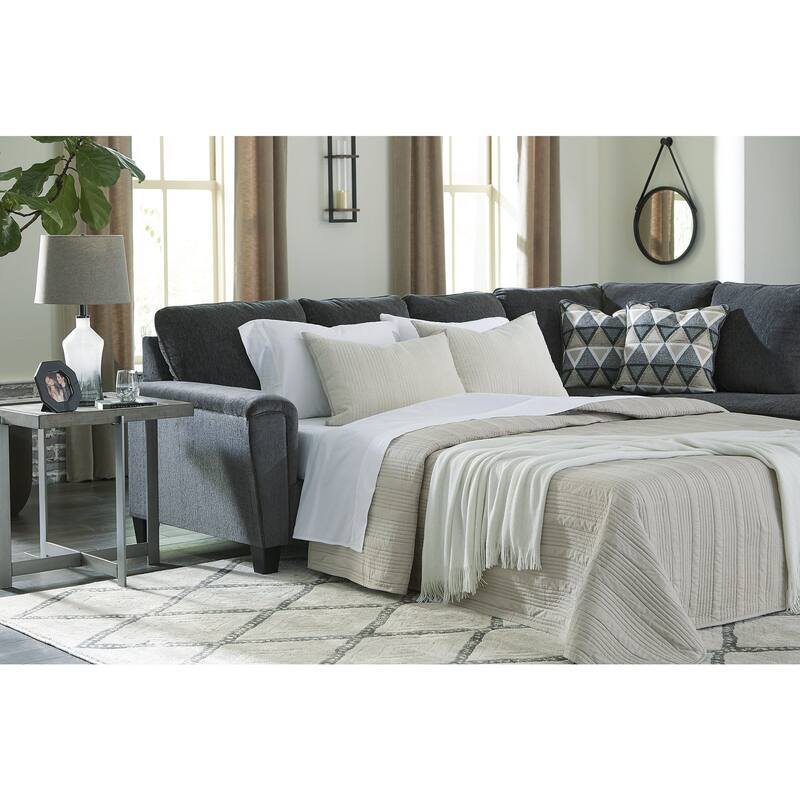 Signature Design by Ashley Abinger 2-Piece Sleeper Sectional with Chaise - 116"W x 91"D x 39"H - Smoke - Right Facing