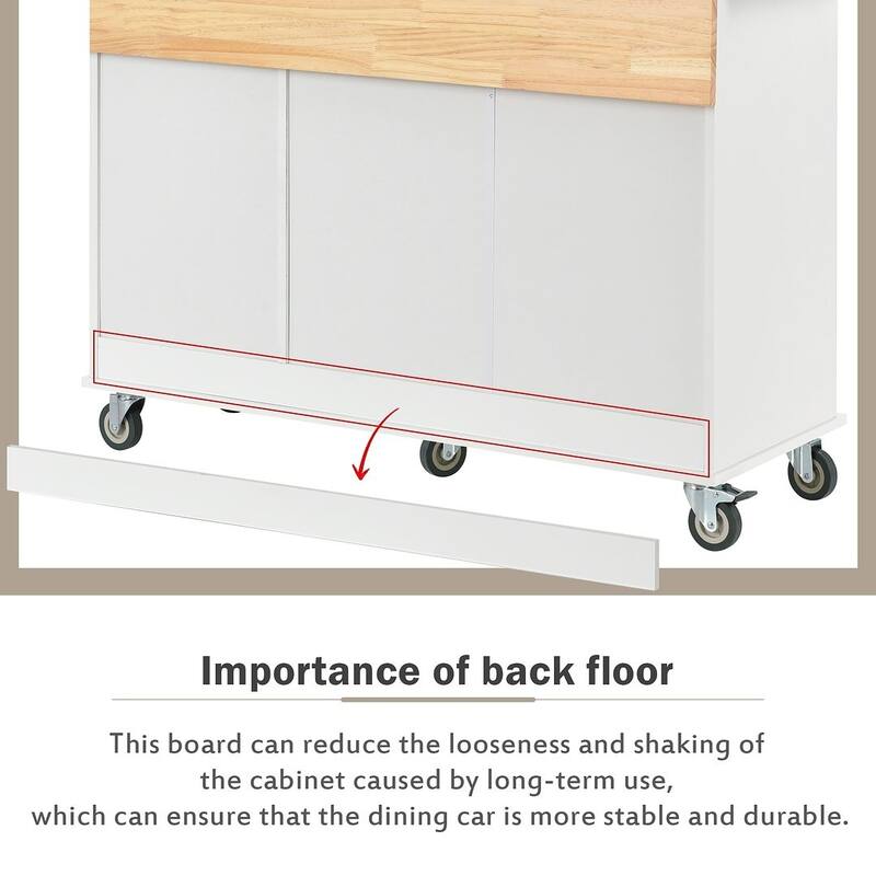 Rolling Mobile Kitchen Island with Wheels Drop Leaf, Solid Wood Top