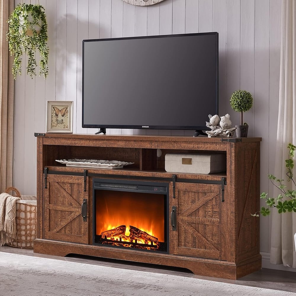 Farmhouse Fireplace TV Stand, Entertainment Center, Media Console