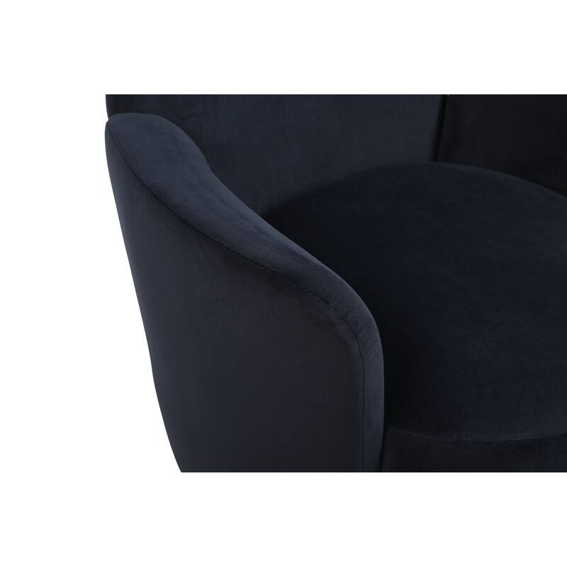 Velvet Swivel Barrel Chair, Swivel Accent Chairs Armchair w/ Gold Stainless Steel Base, Comfy Reading Chair Round Barrel Chairs