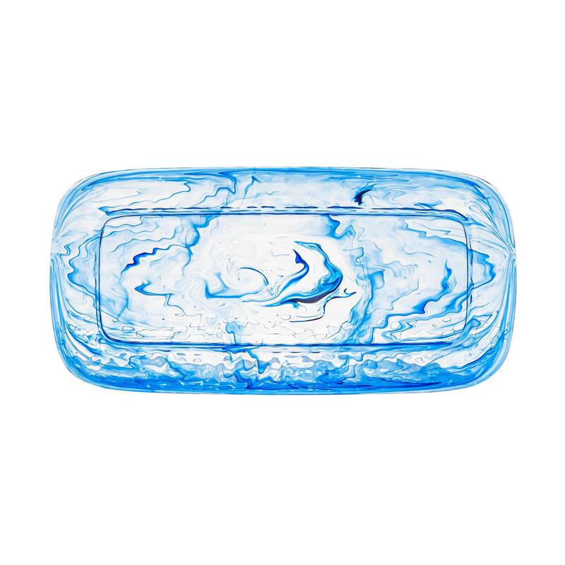 Abode Homewares Aegean Swirl Acrylic Serving Tray - Blue - 17" x 8.3" - Blue