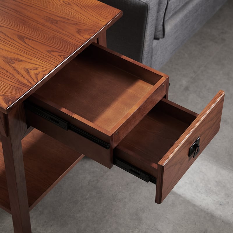 Leick Home Solid Wood Mission End Table with Drawer