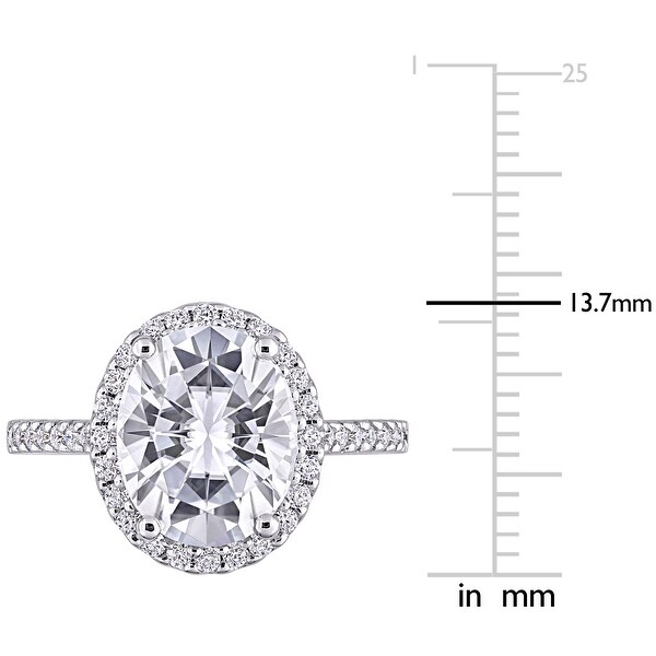 Miadora 4 3/8ct DEW Oval-Cut Moissanite Halo Engagement Ring in 10k White Gold