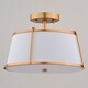 preview thumbnail 10 of 10, Marion 2-Light Mid-Century Modern Drum Semi Flush Mount Lighting Ceiling Fixture White Linen Shade for Entryway, Kitchen