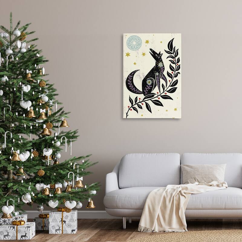 Stupell Howling Winter Wolf Canvas Wall Art Design By Hannah Moren