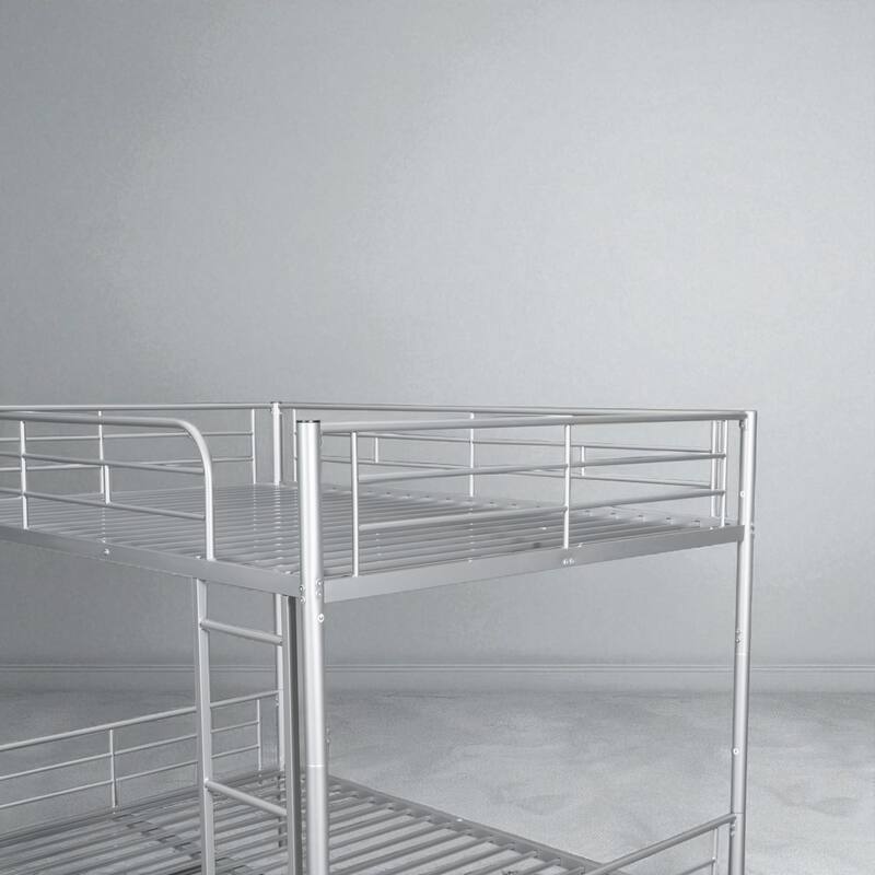Full Over Full / Full XL Over Queen Metal Bunk Bed with Trundle, Convertible Design and Guardrails