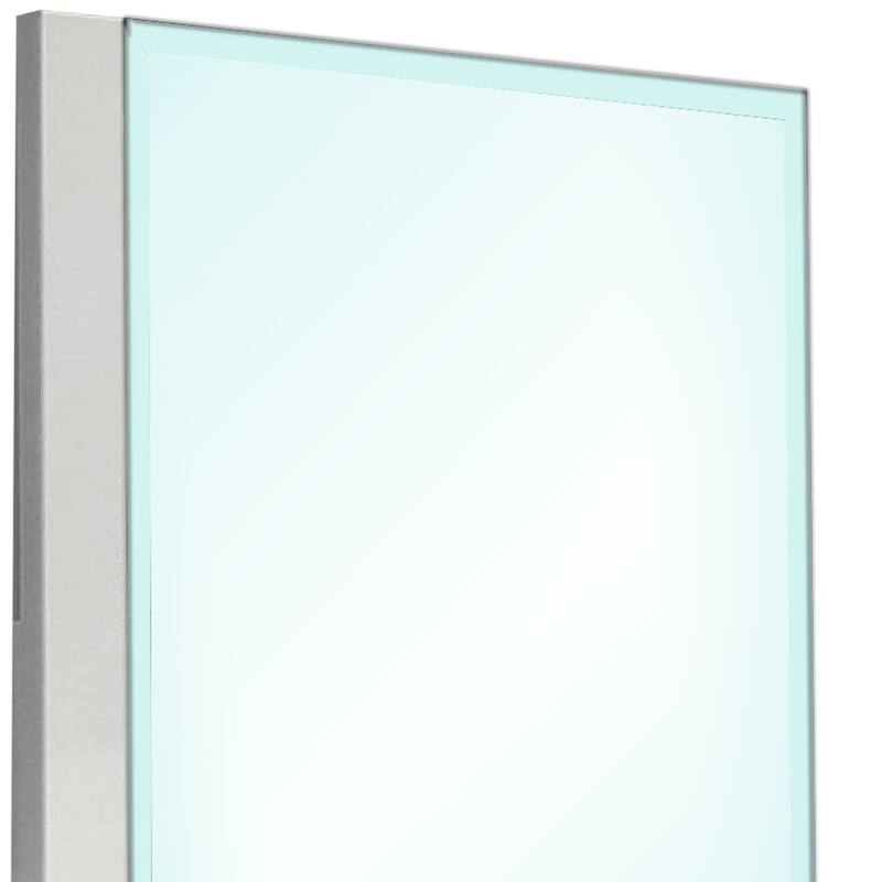 Suni Dresser Mirror, 40 Inch, Sleek White Wood, Frameless Design
