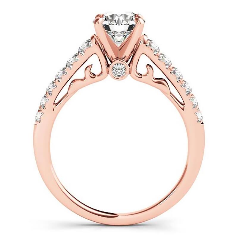 Auriya 14k Gold Classic 1/2 carat Moissanite and Diamond Engagement Ring 3/8ctw