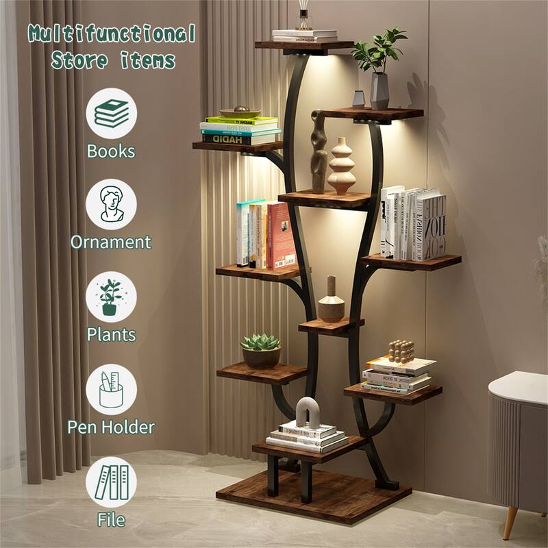 Metal Plant Holder Stand with Grow Lights for Home