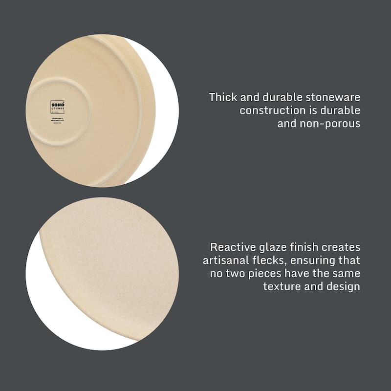 Gibson Elite Pasco (Service for 4) Plates and Double Bowl Reactive Glaze Stoneware Ceramic Dinnerware Set