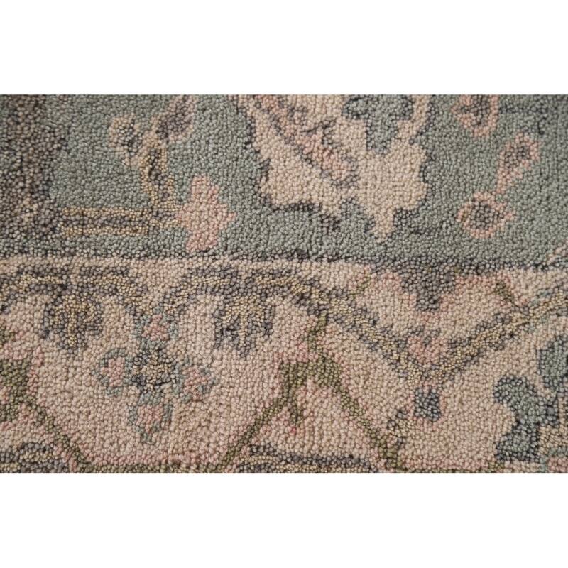 Green Oushak Indian Runner Rug Hand-knotted Wool Carpet - 2'6"x 9'11"
