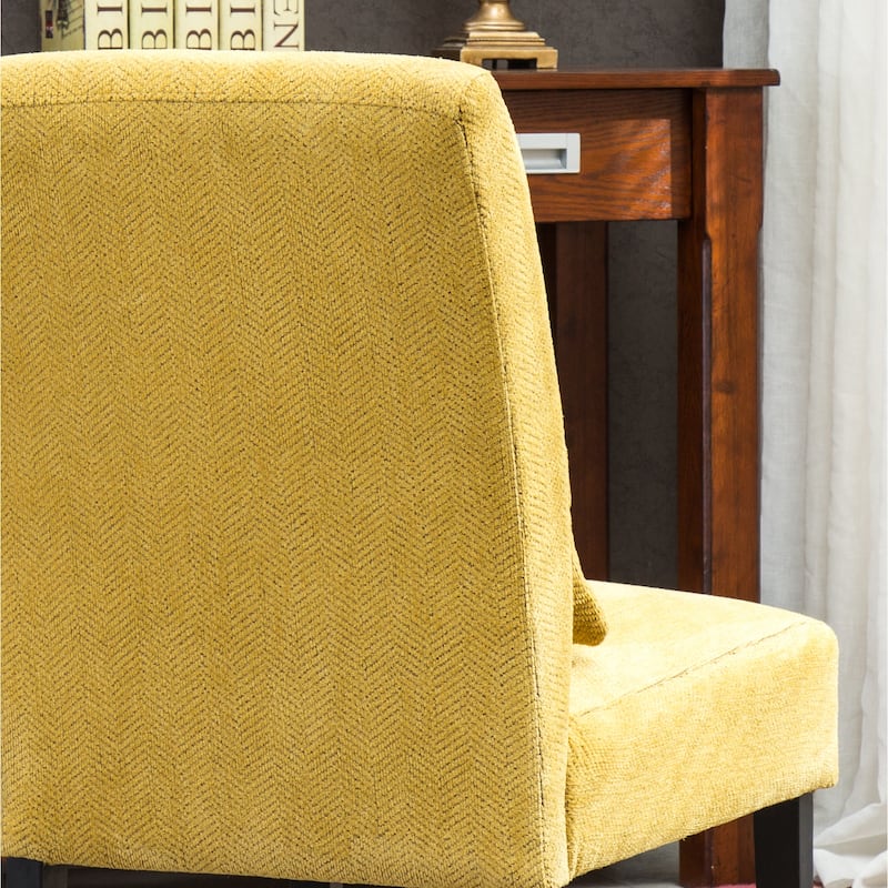 Porch & Den Vista Armless Chenille Accent Chair w/ Kidney Pillow