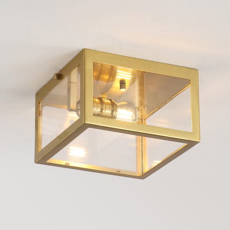 Alma 12" Metal/Glass LED Flush Mount, by JONATHAN Y