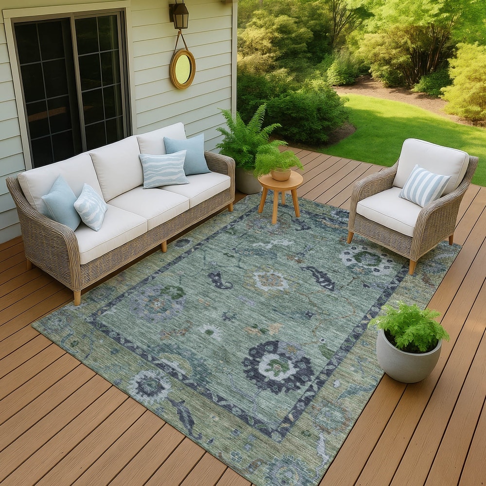 Machine Washable Indoor/ Outdoor Traditional Boho Chantille Rug