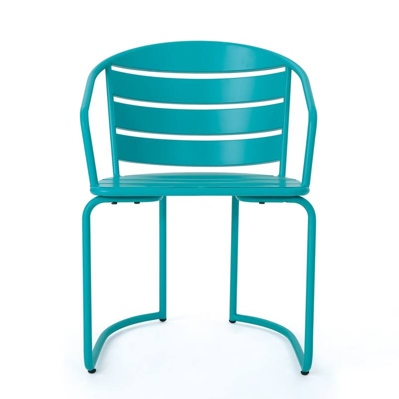 3-Piece Outdoor Iron Bistro Dining Set with 2 Chairs and Oval Table
