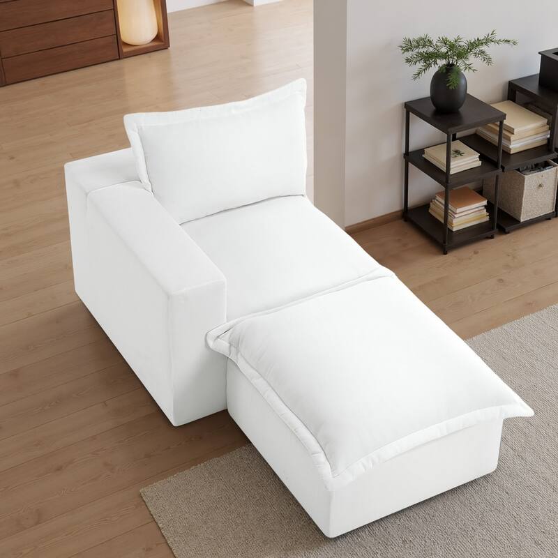 Chenille L-Shaped Modular Sectional Sofa Comfy Cloud Couch For Living Room