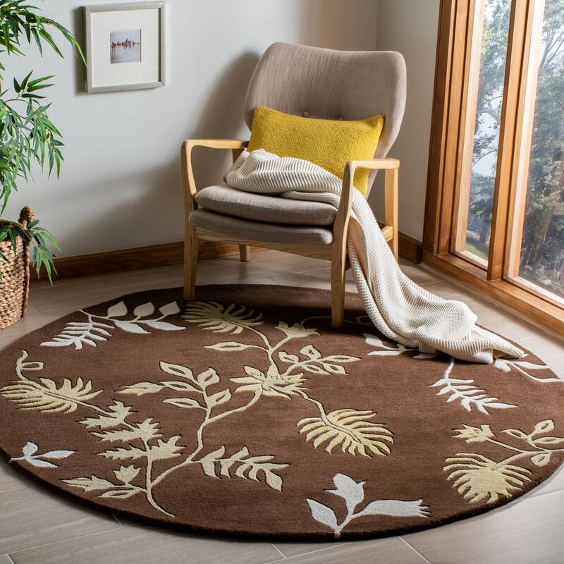 SAFAVIEH, Handmade Soho Kelsi Twigs N.Z. Wool Rug - 6' Round - Brown