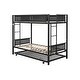 preview thumbnail 6 of 15, Black Twin over Twin Metal Bunk Bed with Trundle and Comfortable Guardrail