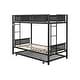 preview thumbnail 6 of 15, Twin over Twin Size Metal Bunk Bed with Trundle, Sturdy Metal Frame, Noise-Free Wood Slats, Comfortable Textilene Guardrail