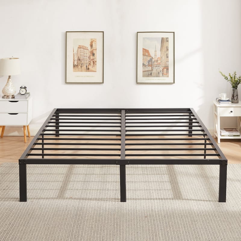 Javlergo 14/16/18 Inch Metal Platform Bed Frame, Heavy Duty Slat Support /No Box Spring Needed