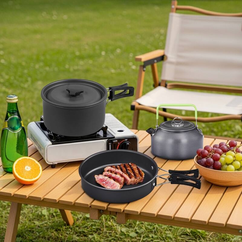 Camping Cookware Set Outdoor Cooking Kit Double Cookware - 10 Pcs