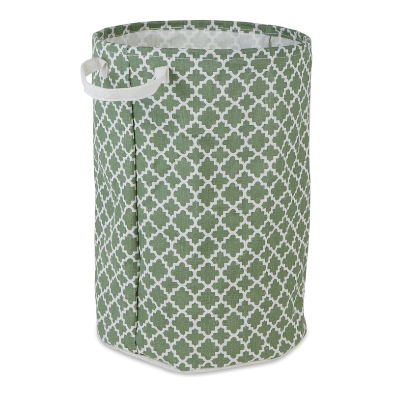 PE-Coated Cotton Polyester Laundry Hamper Lattice Round - Laundry Hamper, 13.5x13.5x20"
