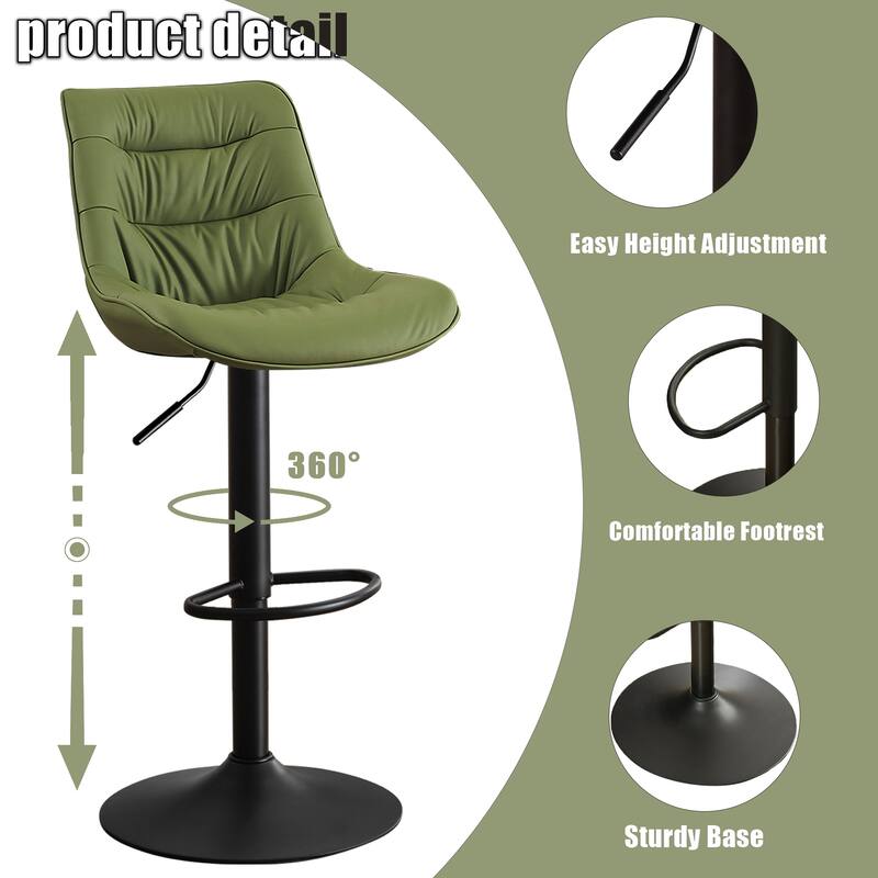Modern Bar Stools Set of 2, Upholstered Counter Stools with Backrest