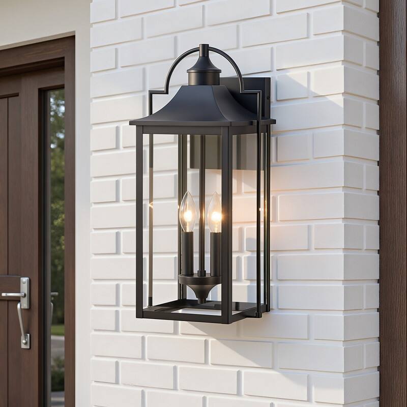 KAWOTI 2-Light Outdoor Lantern Wall Sconce - W9.38" * E9" * H20" - W9.38" * E9" * H20"