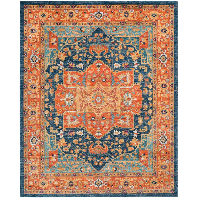 SAFAVIEH Evoke Spasenka Vintage Boho Medallion Rug - 11' x 15' - Blue/Orange