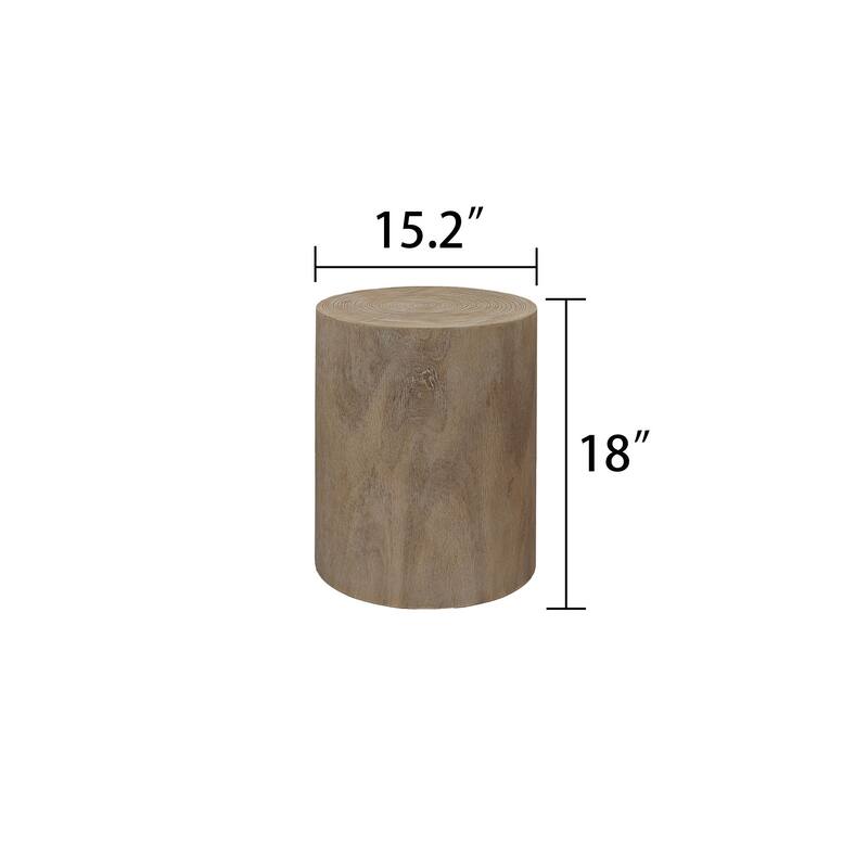 Roomfitters Round Wood Coffee Table Set of 3 with Natural Finish, Nesting Accent & Side Tables, Tree-Stump Design