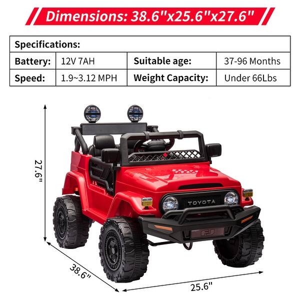 dimension image slide 1 of 3, 12V Battery Powered Electric Car