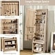 preview thumbnail 5 of 6, 2-in-1 Wooden Cosmetics Storage Cabinet with Full-Length Mirror and Bottom Rack - 21" x 16" x 68" (L x W x H)